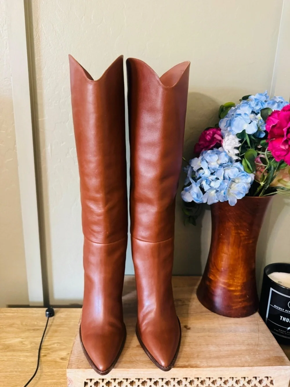 Steve Madden Cognac Over-the-Knee Leather Boots